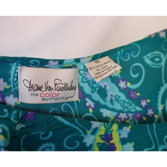 Diane Von Furstenberg Color Authority Paisley Midi Dress Empire Waist Bl… - Picture 4 of 4